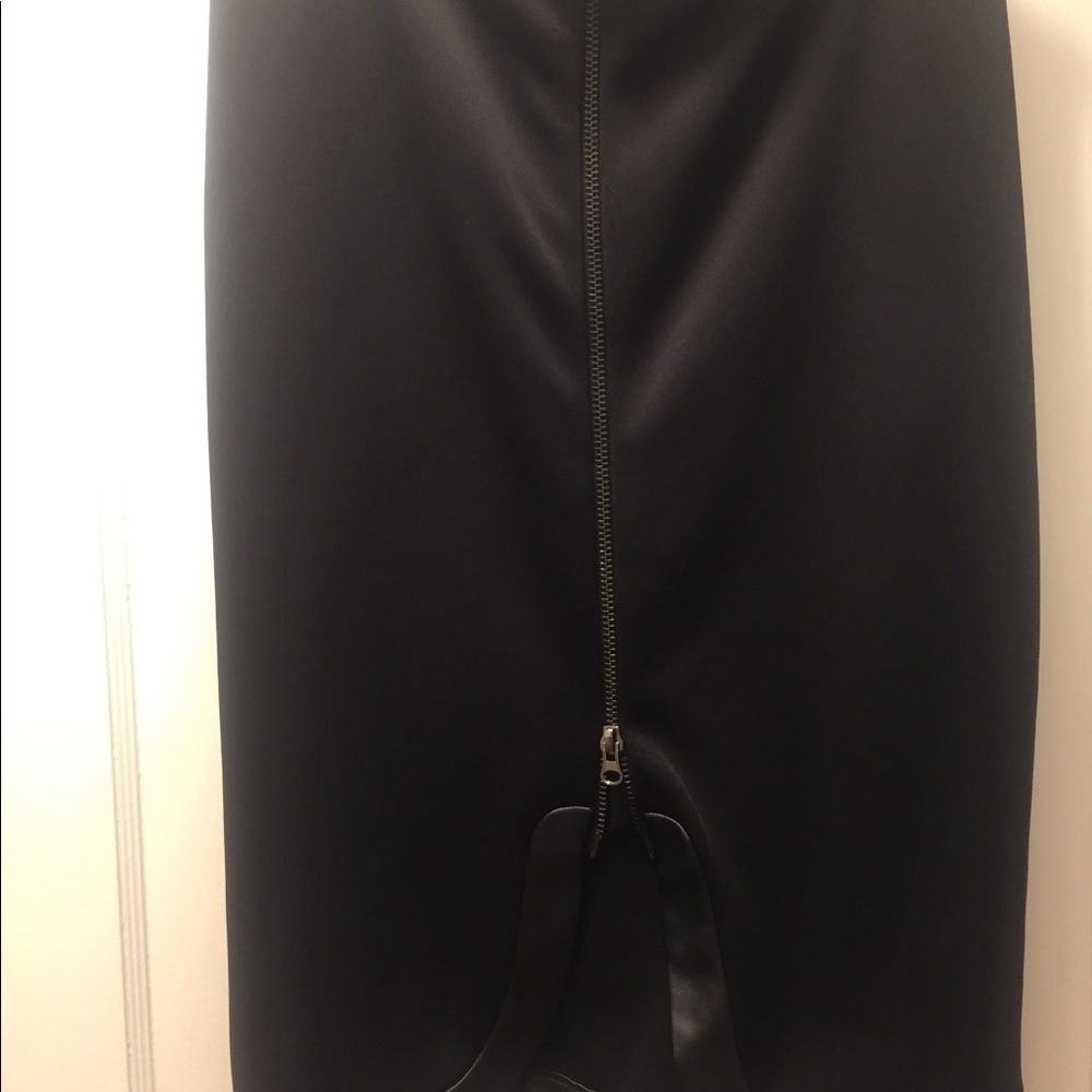 Black high waist skirt with leather trim